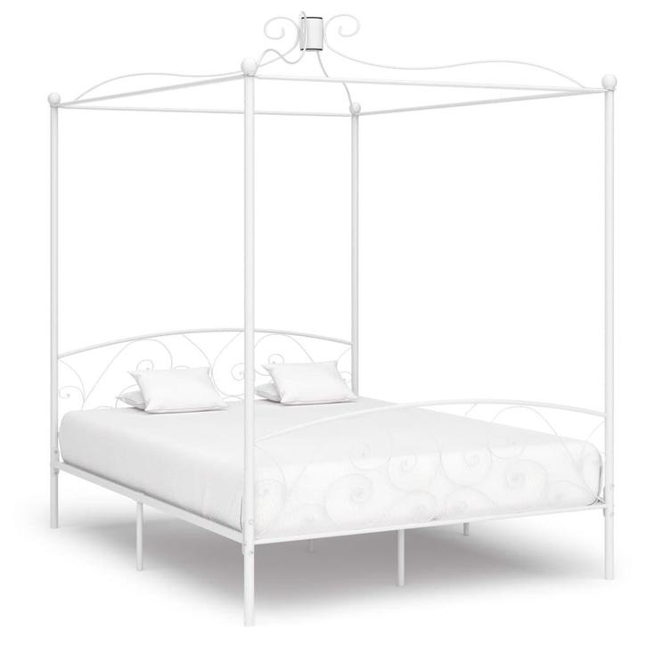 Wit Hemelbedframe | Retour Deal | Duurzaam & Stijlvol, Huis en Inrichting, Slaapkamer | Bedden, 160 cm, 200 cm, Wit, Nieuw, Metaal