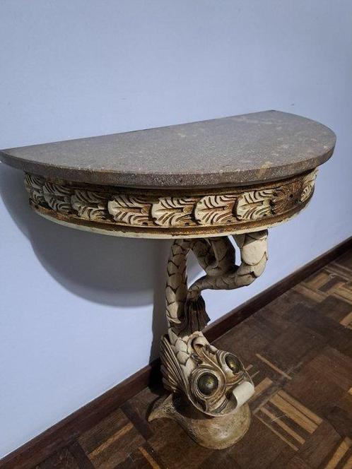 Console - Bois, Marbre, Antiek en Kunst, Antiek | Meubels | Stoelen en Sofa's