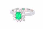 Ring Platina - 0.95ct. tw. Smaragd - Diamant - Colombiaanse, Nieuw