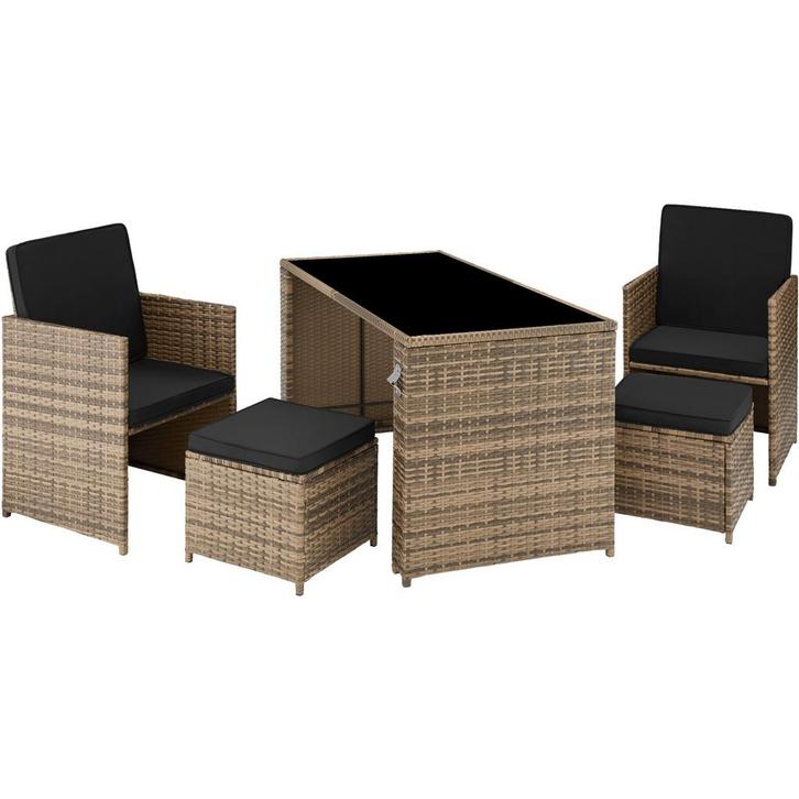 tectake Wicker zitgroep Palermo 2+2+1 - natuur, Tuin en Terras, Tuinsets en Loungesets, Verzenden