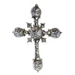 Hanger Goud gevuld, Zilver - Diamant - Kruis, Rococo 1750, Handtassen en Accessoires, Antieke sieraden