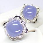 Oorbellen - 18 karaat Witgoud -  27.52ct. tw. Chalcedoon -, Handtassen en Accessoires, Oorbellen, Nieuw