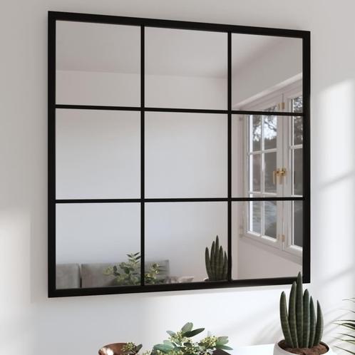 vidaXL Wandspiegel 60x60 cm metaal zwart, Maison & Meubles, Accessoires pour la Maison | Miroirs, Envoi