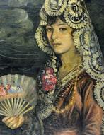 Escuela Española (XIX) - Retrato de dama con mantilla y