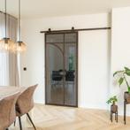 Stalen Schuifdeur - Brons - 5 Vlaks rond - Rook glas, Doe-het-zelf en Bouw, Raamkozijnen en Schuifdeuren, 75 tot 150 cm, Nieuw