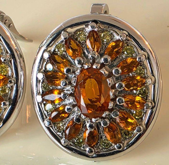 Cocktail oorbellen - 18 karaat Witgoud - 4.56ct. tw. Saffier, Handtassen en Accessoires, Antieke sieraden