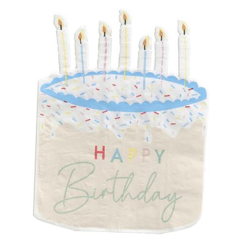 Happy Birthday Servetten Taart 16,5cm 16st, Hobby & Loisirs créatifs, Articles de fête, Envoi