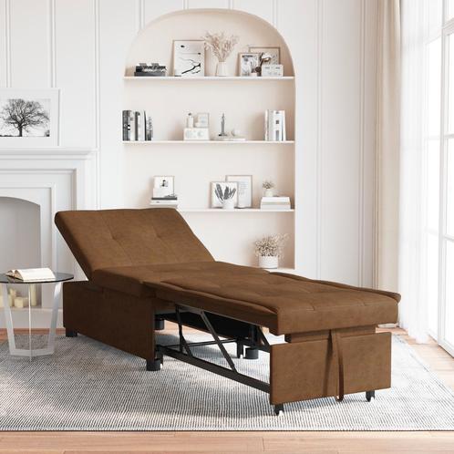 vidaXL Sofabed 3-in-1 Uittrekbaar Ontwerp Bruin Faux Suède, Huis en Inrichting, Zetels | Zetels, Nieuw, Verzenden