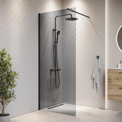 Douchewand Rizani 50 x 200 cm Zwart – Getint Glas, Doe-het-zelf en Bouw, Sanitair, Nieuw, Verzenden