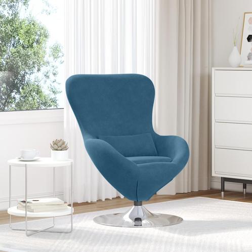 vidaXL Eierenstoel Blauw Velours, Huis en Inrichting, Fauteuils, Nieuw, Verzenden