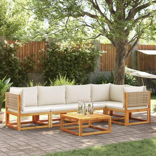 vidaXL 6-delige Loungeset met kussens massief acaciahout, Tuin en Terras, Tuinsets en Loungesets, Loungeset, Nieuw, Verzenden