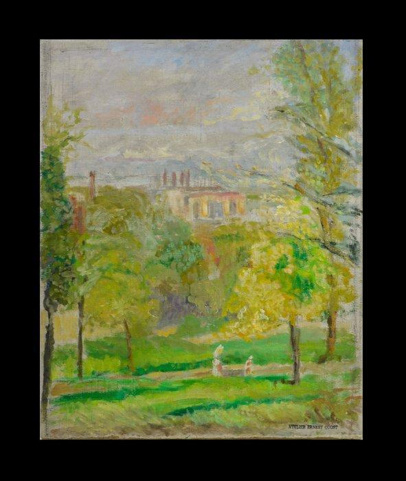 Ernet Quost 1844-1931. - Vue dun parc des environs de, Antiquités & Art, Art | Peinture | Classique