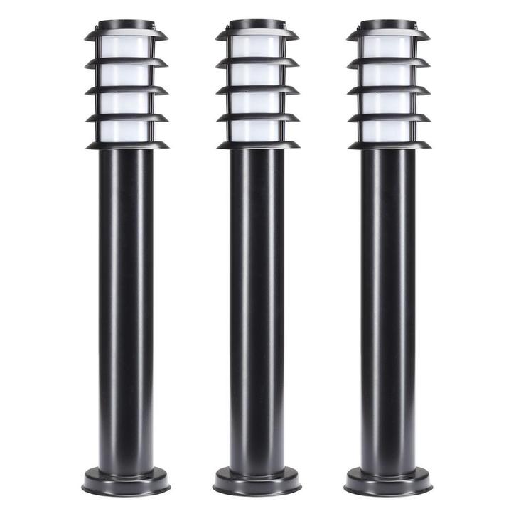 Tuinverlichting Modern Tuinlamp Soll 2 set 3 stuks zwart E27, Tuin en Terras, Buitenverlichting, Verzenden