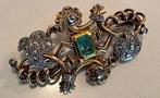 Broche - 18 karaat Geel goud Smaragd - Diamant - Broche, Bijoux, Sacs & Beauté