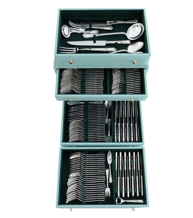 Bestekset voor 12 personen (136) - Régence - Verzilverd -, Antiek en Kunst, Antiek | Meubels | Tafels