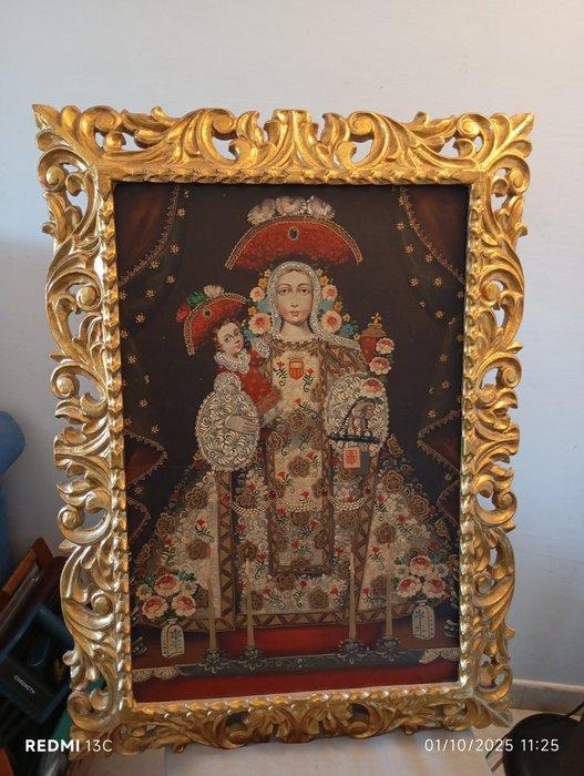 Scuola di Cuzco (XX) - Madonna con Bambino, Antiek en Kunst, Kunst | Schilderijen | Klassiek