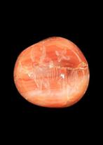 Sasanian Agate Gietijzeren zegel met gehoornd viervoetig, Antiek en Kunst