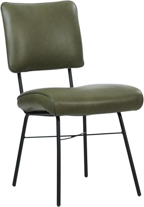 Olijfgroene leren industriële design eetkamerstoel - Granada, Huis en Inrichting, Stoelen, Overige kleuren, Eén, Nieuw, Leer, Ophalen of Verzenden