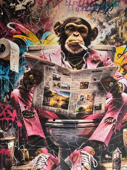 Thierry Auger (1968) - Monkey badass, Antiek en Kunst, Kunst | Schilderijen | Modern