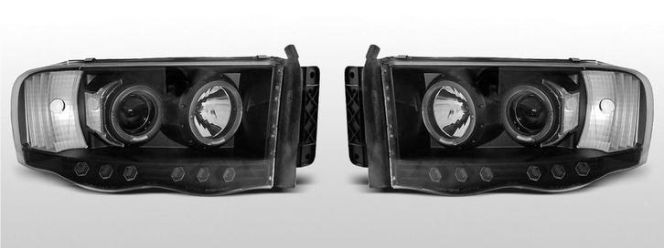 Koplampen Angel Eyes | Dodge Ram 2002-2006 | zwart, Auto-onderdelen, Verlichting, Nieuw, Dodge, Verzenden
