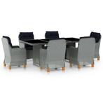 vidaXL 7-delige Tuinset met kussens poly rattan lichtgrijs, Verzenden, Nieuw, Tuinset