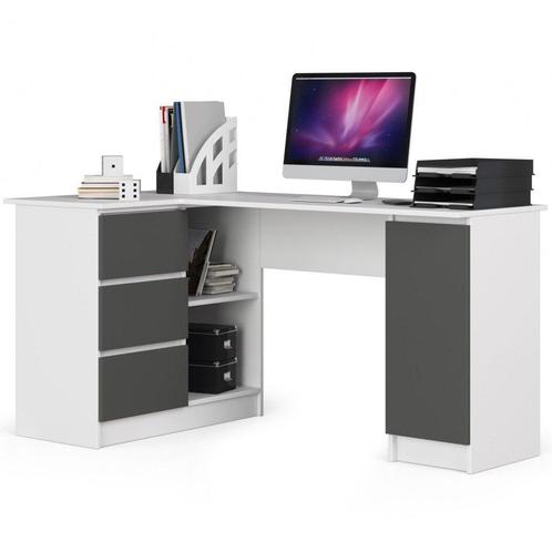 Hoekbureau B20 3 lades wit antraciet Wit Antraciet (Kantoor), Huis en Inrichting, Bureaus, Nieuw, Verzenden