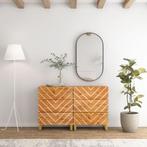 vidaXL Dressoirs 2 st 60x33,5x75 cm massief mangohout bruin, Huis en Inrichting, Kasten | Dressoirs, Verzenden, Nieuw