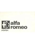 1969 ALFA ROMEO PRIJSLIJST NEDERLANDS, Ophalen of Verzenden, Nieuw