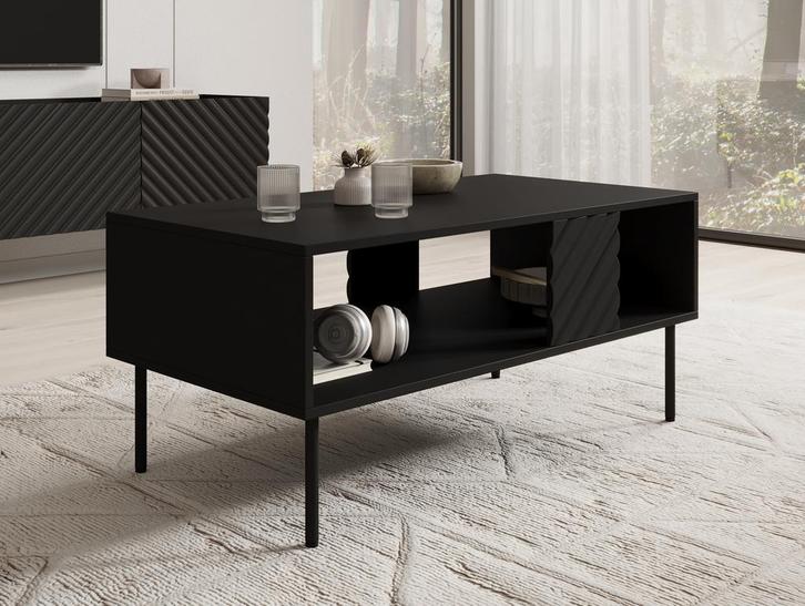 Meubella Salontafel zwart 100x55x46cm | Rechthoekig, Huis en Inrichting, Tafels | Salontafels, Nieuw, 50 tot 100 cm, Minder dan 50 cm