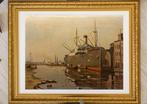 Thaddeus Van Eysden (1900-1980) - Aangemeerd schip in, Antiek en Kunst