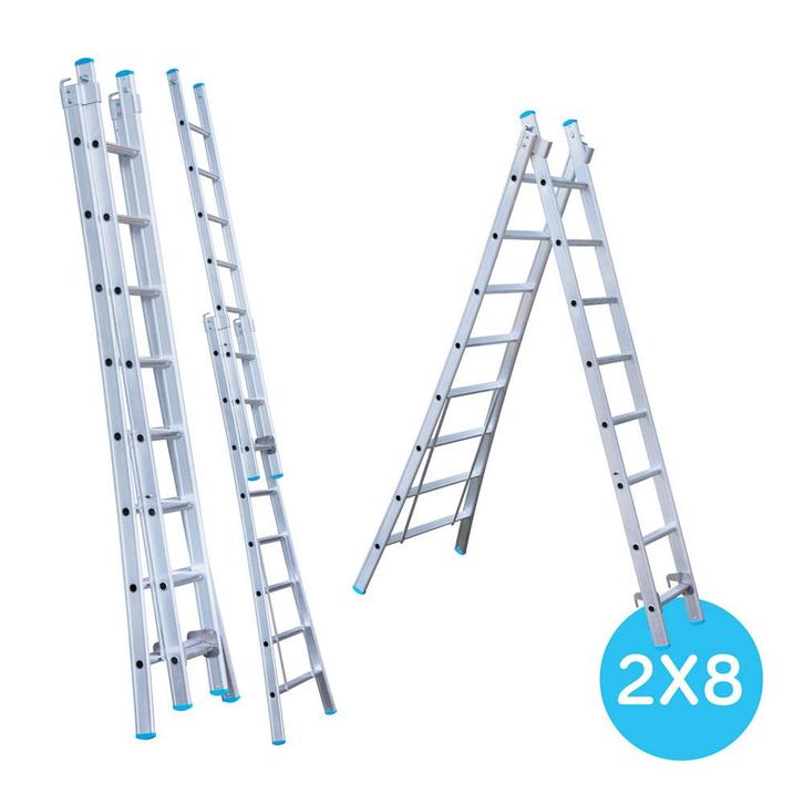 Eurostairs Reform ladder dubbel uitgebogen 2x8 sporten, Bricolage & Construction, Échelles & Escaliers, Envoi
