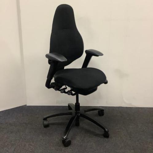 Tweedehands rH Mereo Ergo- bureaustoel zwarte stoffering, Huis en Inrichting, Bureaustoelen, Bureaustoel, Zwart, Gebruikt, Ergonomisch