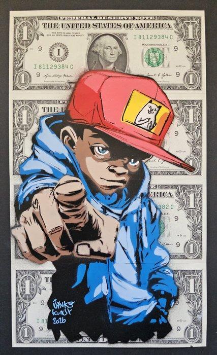 Jinks Kunst - ROST - 4 Real US $1 Banknotes - New Artwork, Antiek en Kunst, Kunst | Designobjecten