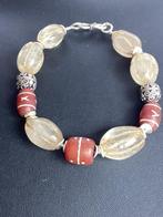 Népal - Puy - États Cristal de roche / perles melon, argent