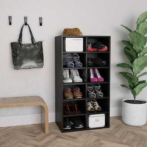 vidaXL Schoenenrek 54x34x100,5 cm bewerkt hout zwart, Huis en Inrichting, Kasten | Schoenenkasten, Nieuw, Verzenden