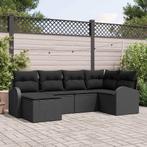 vidaXL Tuinbank Set met kussen 6 pcs Zwart Poly rattan, Verzenden, Nieuw