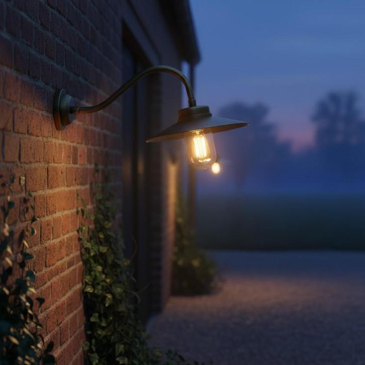 Stal- & Boerderijlampen Messing Stallamp Paddock Antiek Zwar, Tuin en Terras, Buitenverlichting, Verzenden