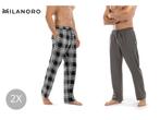 Milanoro - Set van 2 katoenen pyjamabroeken voor heren -, Verzenden, Nieuw