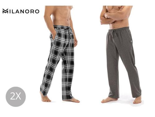 Milanoro - Set van 2 katoenen pyjamabroeken voor heren -, Huis en Inrichting, Woonaccessoires | Overige, Nieuw, Verzenden