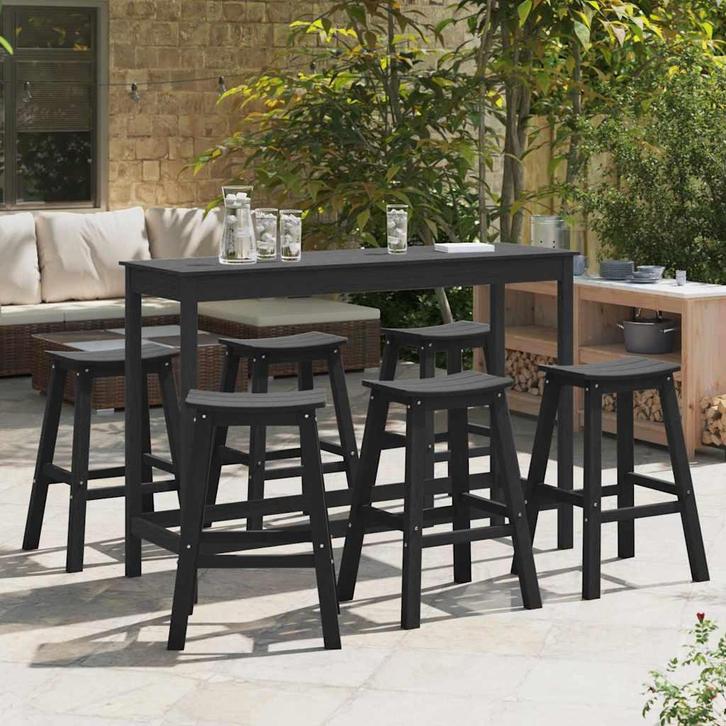 vidaXL Tuin Bar Set 6 pcs Zwart HDPE, Tuin en Terras, Tuinsets en Loungesets, Nieuw, Verzenden