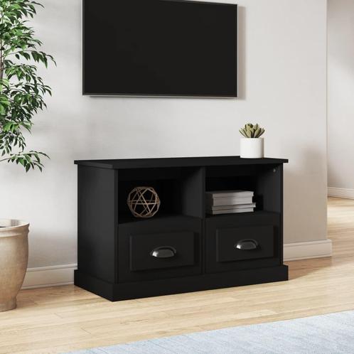 vidaXL Tv-meubel 80x35x50 cm bewerkt hout zwart, Maison & Meubles, Armoires | Mobilier de télévision, Envoi