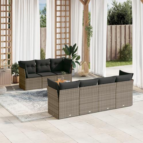 vidaXL 8-delige Loungeset met kussens poly rattan grijs, Tuin en Terras, Tuinsets en Loungesets, Loungeset, Nieuw, Verzenden