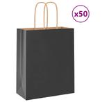 vidaXL Papieren zakken 50 st met hengsels 18x8x22 cm zwart, Diversen, Cadeauverpakkingen, Verzenden, Nieuw