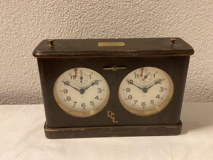 Schaakspel - Prachtige Antieke HAC Schaakklok - Hout, Antiek en Kunst, Curiosa en Brocante