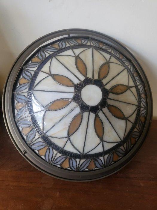 Plafondlamp - Glas-in-lood, IJzer - Glas in lood plafond, Antiek en Kunst, Curiosa en Brocante