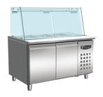 700 Koelwerkbank Glas Recht 2 Deuren 3X 1/1 + 3X 1/6 Gn Pan, Verzenden, Nieuw in verpakking, Koelen en Vriezen