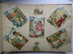 Groot oblong album met ca. 400 oude reclame-/ poesie- /