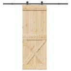 vidaXL Schuifdeur met beslag 85x210 cm massief grenenhout, Verzenden, Nieuw