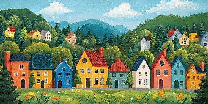 Felix van Horst - Hillside Haven (XXL), Antiek en Kunst, Kunst | Designobjecten