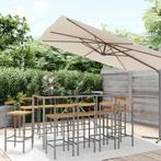 vidaXL Ensemble de bar jardin 11pcs gris poly rotin/bois, Verzenden, Neuf